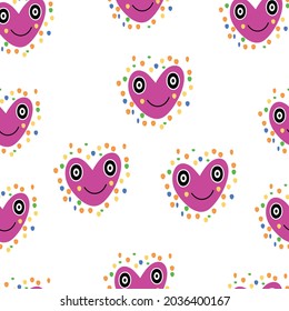 Seamless cute doodle pink  heart pattern background design vector eps.10