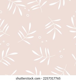 Seamless cute elegant leaves pattern on pink background minimal background for fashion fabric wallpaper wrapping  and print design
