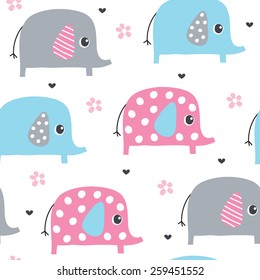 Seamless Cute Elephant Pattern Vector Illustration Stock Vector ...