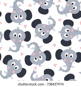 seamless cute elephant pattern vector illustration