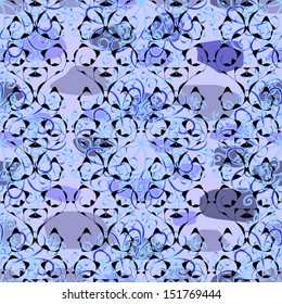 Seamless Cute fabric pattern. It can be used on mug prints, baby apparels, wallpaper, wrapping boxes etc. Abstract doodles pattern. - stock. Vector design. Pattern blue, neutral and violet on colors.