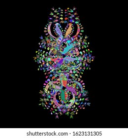 Seamless Cute fabric pattern. Vector sketch. It can be used on mug prints, baby apparels, wallpaper, wrapping boxes etc. - stock. Pattern blue, black and green on colors. Abstract doodles pattern.