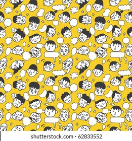 seamless cute  face pattern