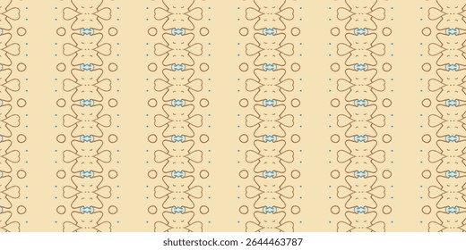 Seamless cute fishbone pattern with pastel tones and abstract symmetry, perfect for textile, wallpaper, or children’s design. Features soft lines and repeated aquatic motifs.
