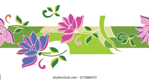 Seamless cute floral border