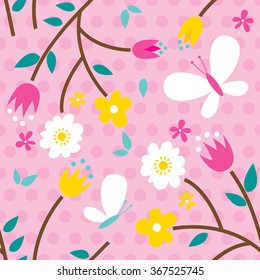 Seamless cute floral flower vector design