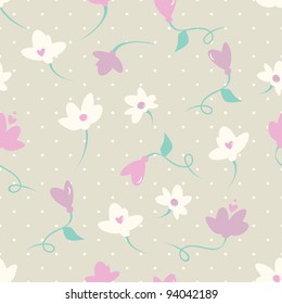 Seamless cute floral kid pattern