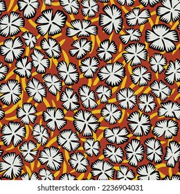 Seamless cute floral pattern. Ditsy botanical background made of wildflowers. Spring motif with decorative meadow flower buds. Flat illustration in cartoon style . Daisy texture for fabric and surface