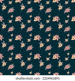 Dibujo de patrones florales sin foco, lindo. Es una ilustración vectorial. aplicar como fondo o aplicar a patrones de ropa