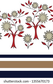 seamless cute floral pattern on border