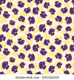 Seamless cute floral pattern. Purple flower wallpaper. Vector background illustration