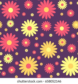 Seamless cute floral pattern. Vector background. Flowers wrapping paper, textile template.