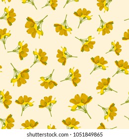 Diseño floral lindo e impecable. Papel pintado de flores amarillas. Ilustración de fondo del vector
