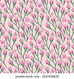 Seamless cute floral vector pattern background. Flower pattern on white background
