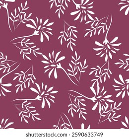 Seamless cute floral vector pattern with meadow flowers . Flower background.