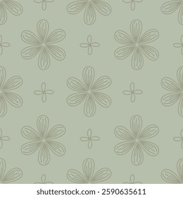 Seamless cute floral vector pattern with meadow flowers . Flower background.