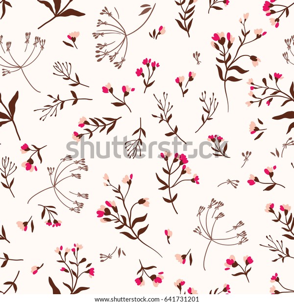 シームレスなかわいい花柄のベクター画像パターン背景 白い背景に花の柄 のベクター画像素材 ロイヤリティフリー