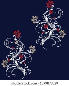 seamless cute   flower pattern on  navy background