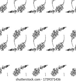 Seamless cute flower pattern on white background. Floral doodle seamless  pattern illustration.  Spring field flower endless background. Stock vector illustration  for scrapbooking, invitations etc.