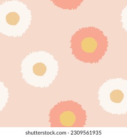 Seamless cute flower pattern on bright background. Cute vector daisies.