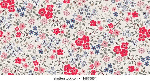 Seamless Cute Flower Vector Pattern.