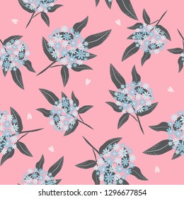 Seamless cute flowers bouquets pattern vector illustration for design