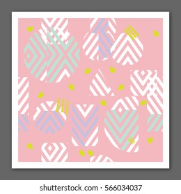 Seamless cute and funny summer funk pattern. Girly pastel colors and white lines background. Nice hipster pink and mint color textile pattern.