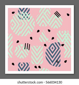 Seamless cute and funny summer funk pattern. Girly pastel colors and white lines background. Nice hipster pink and mint color textile pattern.