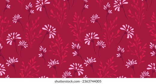Seamless cute, gently floral background. Vector hand drawn ditsy flowers pattern. Retro, vintage print. Template for design, textile, fashion, print, surface design, paper, cover, fabric