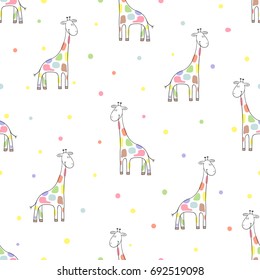 Diseño de jirafa mona. Fondo vector colorido para los niños.
