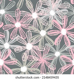 seamless cute  hand draw flowers pattern background , greeting card or fabric