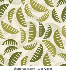 seamless cute hand draw green leaf pattern background