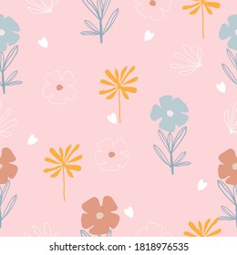 Seamless cute hand drawn  floral pattern background vector illustration for fashion fabric wallpaper and print design
