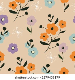 Seamless cute hand drawn floral  pattern background vector illustration for fashion,fabric,wallpaper and print design
