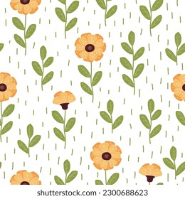 Seamless cute hand drawn floral patterns on a white background. Vector illustration for design