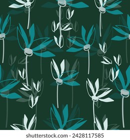 Ilustración vectorial de fondo de patrón floral dibujado a mano sin costura para la moda, la tela, el papel pintado y el diseño de impresión
