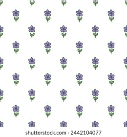 Seamless cute hand drawn floral patterns on white background.