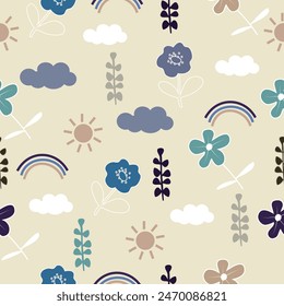 Seamless cute hand drawn floral  pattern background vector illustration for fashion,fabric,wallpaper and print design
