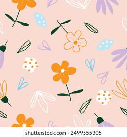 Seamless cute hand drawn floral  pattern background vector illustration for fashion,fabric,wallpaper and print design
