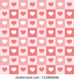 seamless cute hearts and stripe vector pattern background