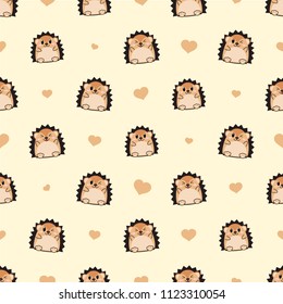 seamless cute hedgehog with heart vector pattern background. cute animal pattern