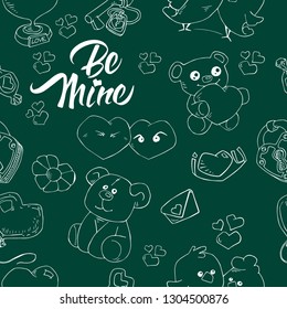 Seamless cute icon love vector pattern. Design print background image