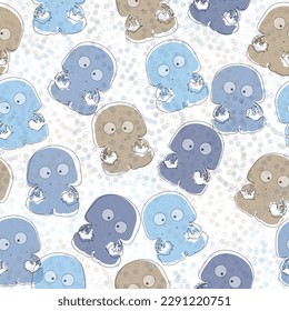 seamless cute jelly fish pattern vector illustration