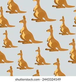 Seamless cute kangaroo pattern. Vector print