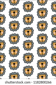 seamless cute lion cartoon pattern vector illustration