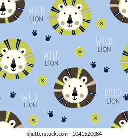 Seamless cute lion pattern for scrapbook paper, wrapping paper