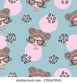 Seamless cute little girls pattern for kids design.