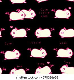 seamless cute little pigs pattern vector illustration