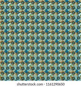 Seamless cute mille-fleurs texture for fabric, wrapping, printing, textile. Vector floral blue, brown and gray pattern.