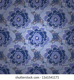 Seamless cute mille-fleurs texture for fabric, wrapping, printing, textile. Vector floral violet, white and blue pattern.